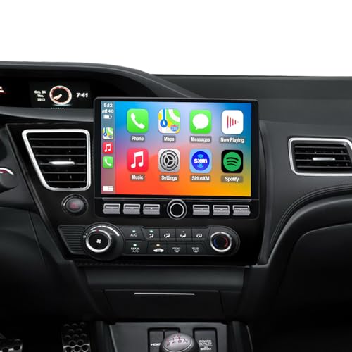4G LTE QLED Radio for Honda Civic 2012 2013 2014 2015 Upgrade | 8-Core CPU Touch Screen Stereo | Wireless CarPlay & Android Auto | Free Camera
