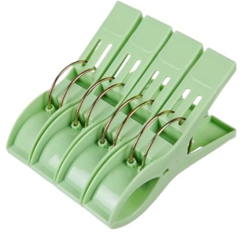 Farigrut 洗濯バサミ 竿用ピンチ 洗濯クリップ 厚物 4個 強力 布団はさみ 大 洗濯ピンチ 物干し竿用 プラスチック 挟む力強い 防風 ベランダ 布団ばさみ (グリーン)