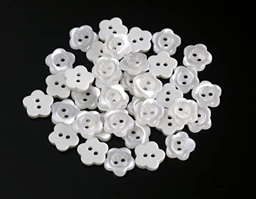 Ganssia Flower Shape Buttons 11Mm(0.44 Inch)Translucent White Resin Button For Sewing Blouse Shirt Diy Scrapbooking Pack Of 100Pcs #TOP3