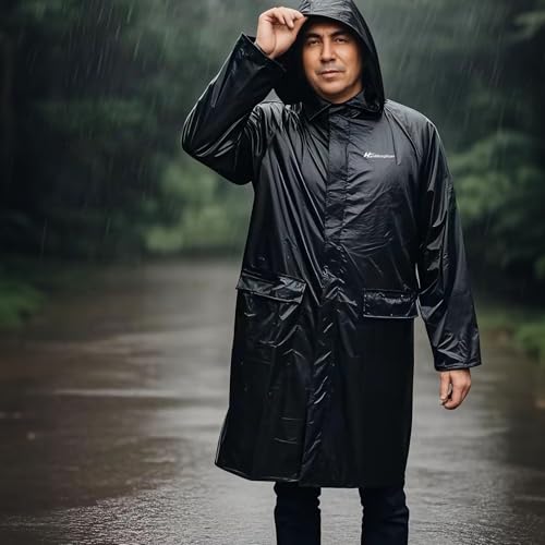 Men's Rain Jacket with Hood Waterproof Lightweight Long Safety Raincoat Rain Gear4