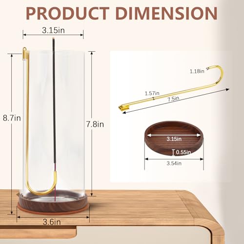 Codinoo CODI1JM Incense Holder For Sticks,Incense Burner Holder,Modern Incense Holder For Stick With Glass Ash Catcher,Insence-Stick Holder [Anti-Ash Flying] For Yoga Spa,Home Living Room Office Decor（S） thumb #3