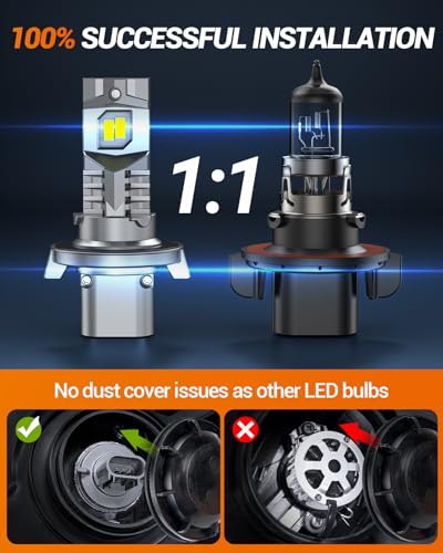 Image of SEALIGHT S2S H13 H10 Fog Light Bulbs LED Combo for Pickups, Bright Output 9008 /H13 Bulb with Cooling Fan, 1:1 Mini Size, 6500K Cool White, Plug and Play LED Bulb 9145 9140