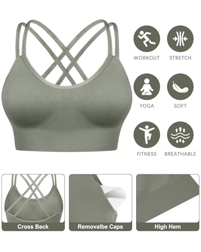 Sykooria Women's Sports Bra High Support Cross Back Yoga Bra Sexy Wireless Padded Bras Supportive Workout Tops with Padding4
