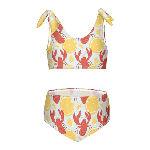 Wusikd Red Lobster Girls Swimsuits Two Piece Lemon Slices Swimwear Bikini Set for for Girls Size 3T