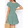 MITILLY Women's Summer Short Sleeve V Neck Button Down Casual Tunic Dress with Pockets Medium Sage
