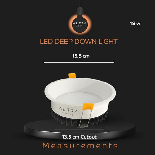 Image of 18W Deep Down LED Round Panel Light | Bright Modern Surface Ceiling Light for False Ceiling & POP Roof | Energy-Efficient Light| Cool White, White Aluminium Body | Pack of 6