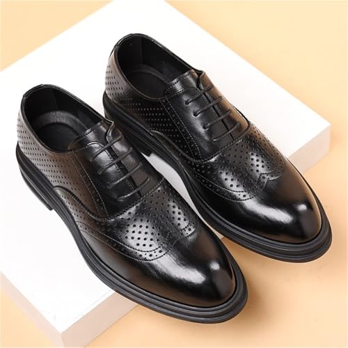 Men’s Summer Hollow Out Leather Brogue Shoes Breathable Formal Business Dress Shoes with Height Increase for Wedding Groom2
