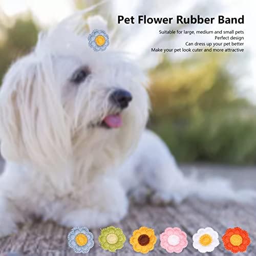 24Pcs Dog Hair Bows Flower Shaped Dog Grooming Bow Soft Polyster Topknot with Rubber Band for Pets