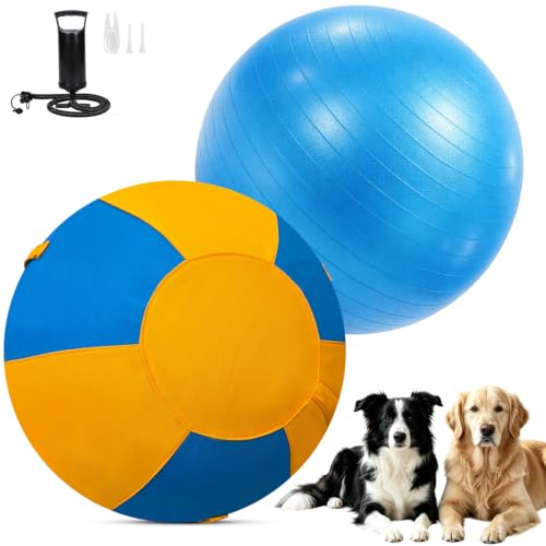 Image of 18 Inch Heavy Duty Herding Ball for Dogs with 3 Handles - Anti-Burst Agility Toy & Tear-Resistant 1000D Oxford Cover, Outdoor Agility Training & Tug Play for Corgis & French Bulldogs