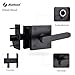 JIAHOO Double Side Gate Latch, Aluminum Self-Locking Gate Latch for Swing Door, Heavy Duty Double Way Gate Hardware for Outdoor Wooden Fence, Gates, Tool Shed - Black