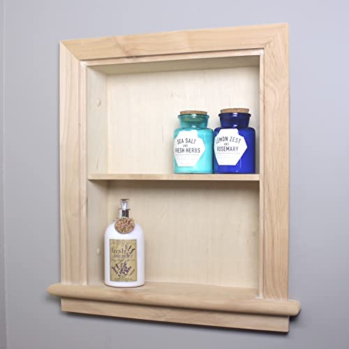 Image of 14x18 Aiden Recessed Wall Niche Medicine Cabinet Replacement, in The Wall Bathroom Cabinet Insert Shelf /Shelves, Made in North America, Real Wood, NO MDF, Plain, Unfinished