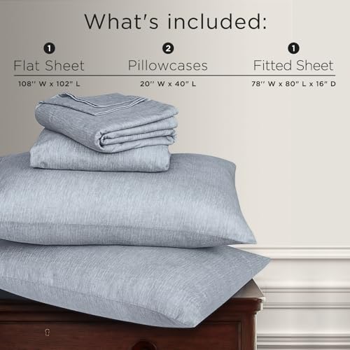 Image of Briarwood Home Heather Flannel Sheet Set, 100% Organic Cotton, Six-Fold Brushed, Super Soft, Warm, Deep Pocket Turkish Bedding with NanoTech Infuse for Enhanced Durability (Cloud Grey, King)