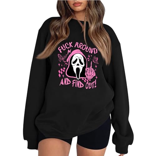Plus Size Ugly Sweaters for Women 3X,Halloween Crewneck Sweatshirt Women Pumpkin Coffee Shirt Cute Ghost Spice Latte Pullover Spooky Season Party Tops(Large,Black)