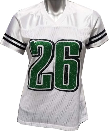 Custom Womens Blinged Football White Mesh Saquon Barkley Jersey Size XL X-Large