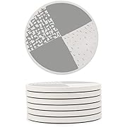 GOSHELL 6-Piece Geometric Stone Absorbent Round Coasters with Cork Back, Stylish Drink Spills Ceramic Coasters Set