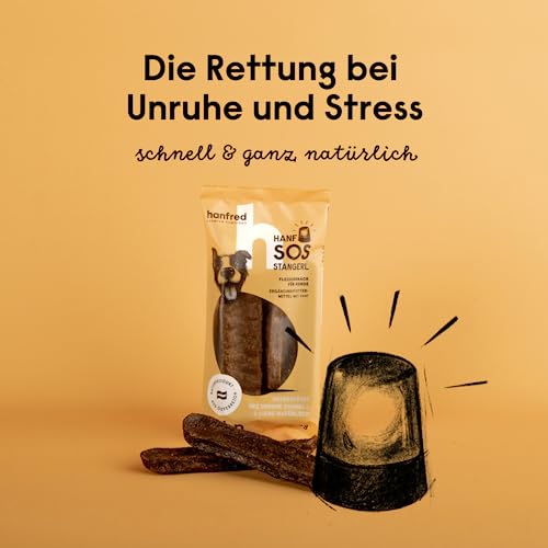 Beruhigungsmittel für Hunde – Hanfred SOS Stangerl mit Hühnerfleisch, Anti-Stress Snacks bei Angst & Nervosität – natürliche Hilfe bei Silvester, Autofahren – sofortwirkung & für Allergiker (3 x 65g)