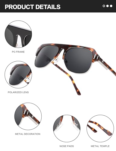 Image of BIRCEN Mens Acetate Polarized Sunglasses: Retro Square Sun Glasses UV400 Protection Anti-Glare Shades for Driving Travel