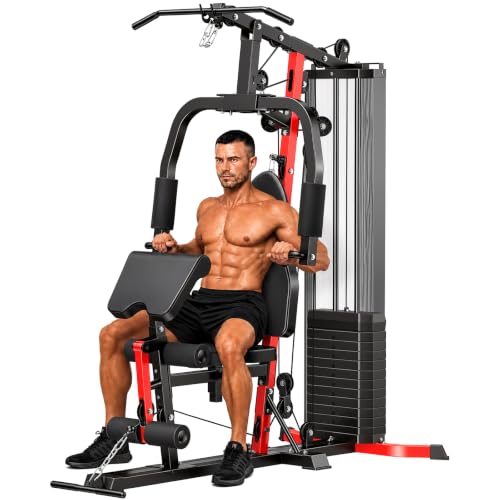 Home Gym System with 160LB Weight Stack, Multifunctional All-in-One Workout Station, Full Body Strength Training System