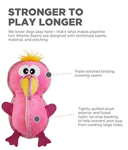 Outward Hound Brinquedo para cães Xtreme Seamz Flamingo Squeaky Durável