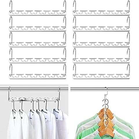 10 Pack Space Saving Hanger,Metal Magic Clothes Hangers, Stainless Steel Closet Wardrobe Magic Hangers for Clothes Trouser Coat Portable Durable Cover
