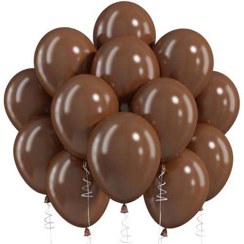 Image of Brown Balloons, 12 Inch Dark Coffee Neutral Latex Party Balloon 30 Pack | For Bear Baby Shower, Boho Birthday, Wedding, Western Party, Woodland Decor Neutral Balloon Arch Garlands.