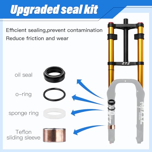 26 Inch 4.0 Fat Tire Bike Air Suspension Fork - 180mm Travel, 135mm Hub Spacing, Rebound Adjust Straight Tube MTB Manual Lockout QR 9mm, Double Shoulder Bicycle Front Forks for Fat Snow Beach E-Bike - Thumbnail 4