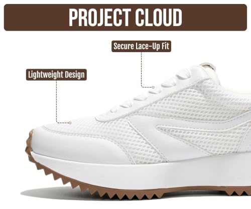 Image of Project Cloud Womens Sneakers - Memory Foam Insole and Lightweight Spring Shoes - Non-Slip Lace Up Trendy Shoes - Fashion Sneakers for Women 2026