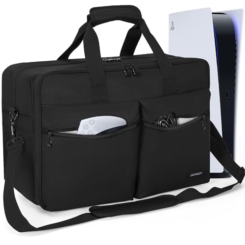 Padded Carrying Travel Bag for PlayStation 5 Console ps5 Storage Case Compatible with PlayStation 5 Monitor,Headset,Game,Charger & Accessories Black