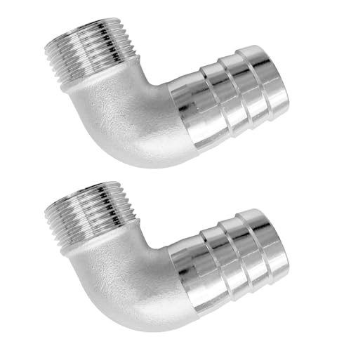 SEIWEI 2 packs Silver Pipe Fitting, 90 Degree Fitting with Good Sealing Ability for DIY Project, Furniture, Shelving, Thread OD 3/4in * Barb OD 25mm/0.98in