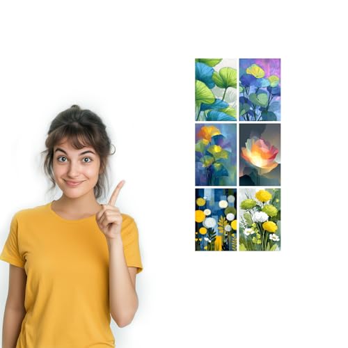 Image of SiddArtify Botanical Wall Art Prints Set - Modern Floral Poster Decor for Living Room Bedroom Office - Set of 2-4x6 Inch - Board (Pack of 6) - Sticker (Pack of 6)