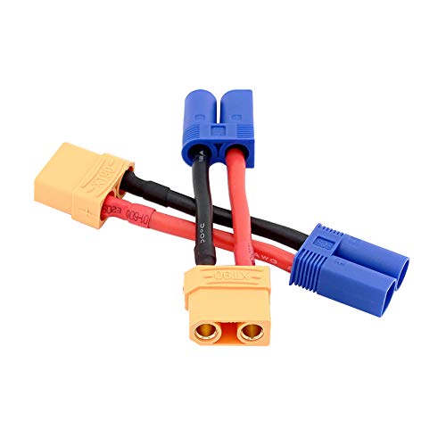 Cable adaptador EC5 a XT90 con silicona flexible 12awg para alta corriente en modelos RC 5