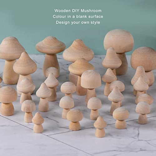 Hyuduo 40pcs Unfinished Wooden Mushroom Decor Natural Wood DIY Craft Supplies for Home Decoration Photography Props & Arts and Crafts Projects - Image 3