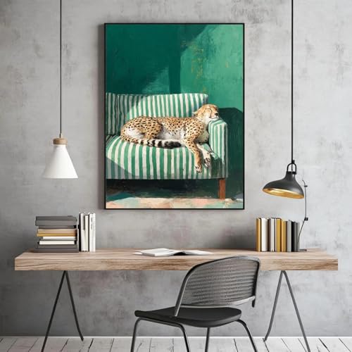 Póster de leopardo dormido para un salón moderno y sofisticado de 40x55cm 3