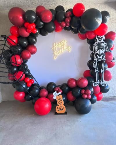 Image of Black and Red Balloon Arch Kit, 114PCS Red and Black Balloons, 4 Sizes Black Red Balloons for Birthday New Year Party Decorations