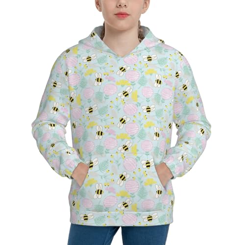 Tropical Flowers,Jungle Leaves Kid Hoodies Boys Sweatshirts Girls Pullover with Pocket