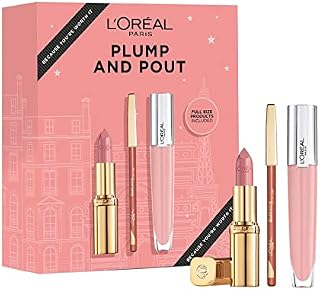 L'Oréal Paris Gift Set, Includes Lipstick, Lip Gloss and Lip Liner, Full-Sized Products, Plump and Pout