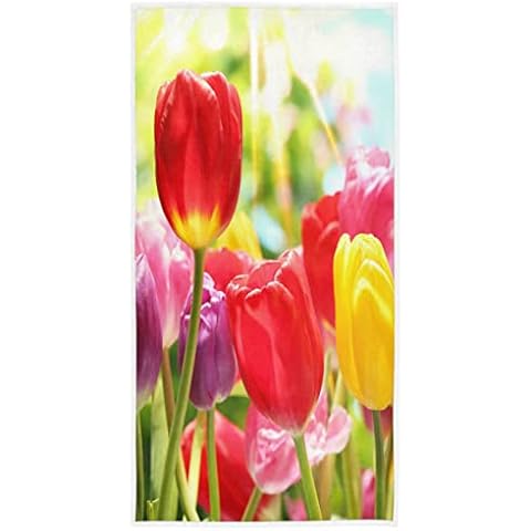 Pfrewn Colourful Tulips Hand Towels Cover