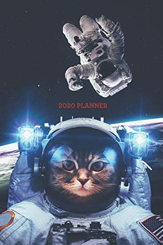 2020 Planner: Weekly + Monthly View | Space Cat | 6x9 in | 2020 Calendar Organizer with Bonus Dotted