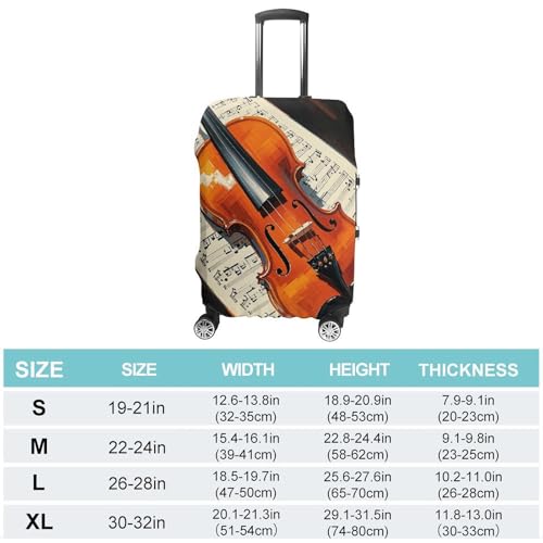 Suitcase Covers for Luggage Violin Sheet Music Fashion Luggage Cover Washable Protector Waterproof Suitcase Cover Anti-scratch Travel Suitcases Covers Case for 19-32 Inch Luggages M2