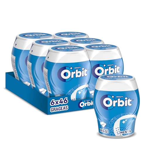 Orbit Bote de Chicles Sin Azúcar Sabor Menta, Fresco, Intenso y de Larga Duración en formato Gragea (6 x 46 chicles)