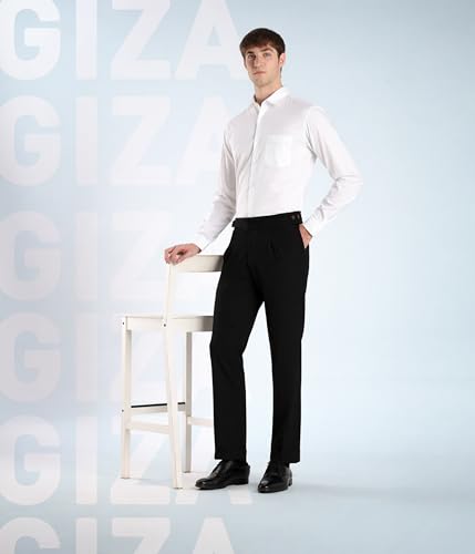 Image of TURMS Men's Premium Egyptian Giza Cotton Solid Shirt | Anti Odor Water Repellent | Breathable & Stretchable