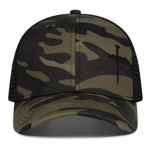 Image of Christian Hats for Men Women,Jesus 3 Nail Cross Hat Christian Religious Gifts for Birthday /Christmas,Black and Silver