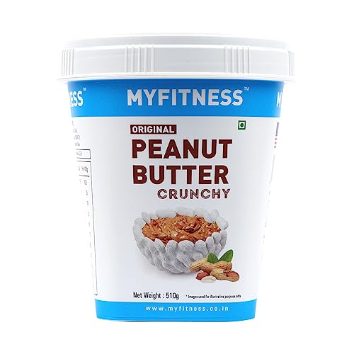 MYFITNESS Original Peanut Butter Crunchy 510g | 25g Protein to Boost Energy | Tasty & Healthy Nut Butter Spread | Vegan | Cholesterol Free, Gluten Free | Zero Trans Fat | Crunchy Peanut Butter