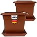 Produktbild Pflanzkübel Groß Außen Terracotta Kunststoff 2er Set- Blumentopf 40x40 für Draußen, Robuste Blumenkübel Gross Aussen, Ideal für Garten & Terrasse