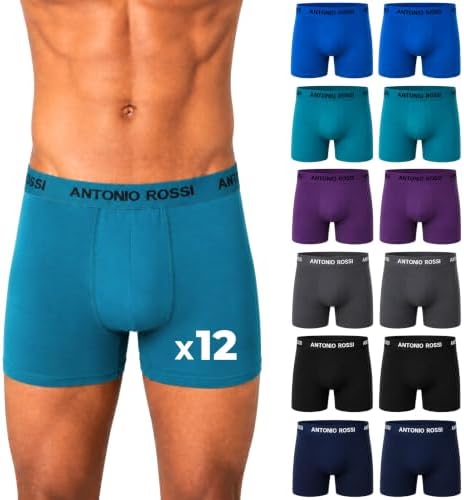 Antonio Rossi 12er-Pack Boxershorts Herren Baumwolle, Stretch-Bund