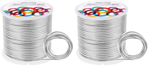 Image of Anezus 12 Gauge Aluminum Wire 100 Feet - 2mm Metal Armature Bendable Sculpting Wire for Crafts, Wreath Making, Jewelry Making, Beading, Floral (Silver) (Pack of 2)
