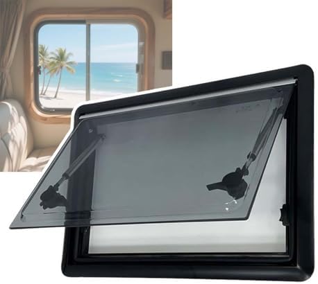 High-Strength Push-Out Acrylic RV Window with Blinds & Bug Screen, Adjustable 70° Opening, Easy Install for Motorhomes, Trailers & Caravans (700x400mm)