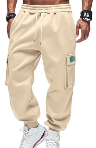 OLIPHEE Pantalones Cargo Hombre Pantalón Polar Hombre Pantalones Invierno Otoño Cintura Elástica con Cordón y Bolsillos Pantalón Casual Deportivo Exterior Beige M | Ya disponible en tu tienda friki favorita! En mundofriki.es!