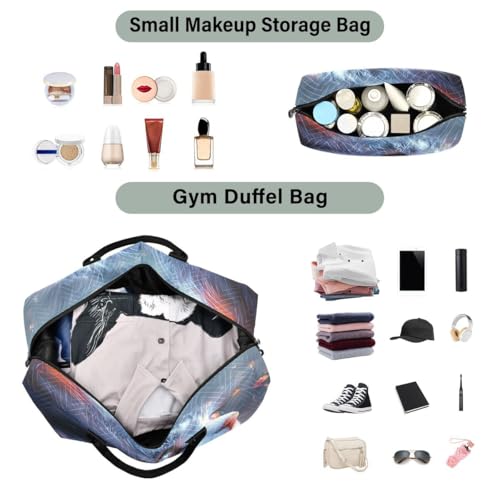 Fantasy Cat Kitten Travel Duffle Bag Gym Bag Weekender Bags with Toiletry Bag Travel Trip Tote Bag4