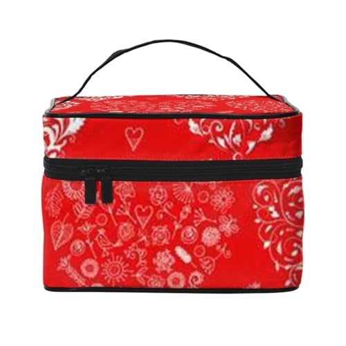 Beauty case organizer grande borsa da viaggio stampata con cerniera per donne e truccatori quadrata portatile Amore Taglia unica